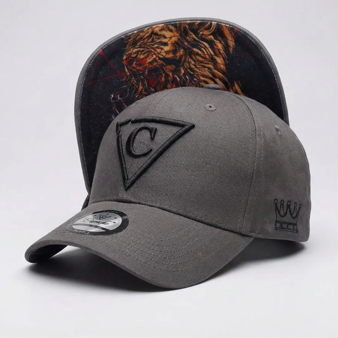 Hungry Lion Curved Baseball Cap - Grey - Image 8