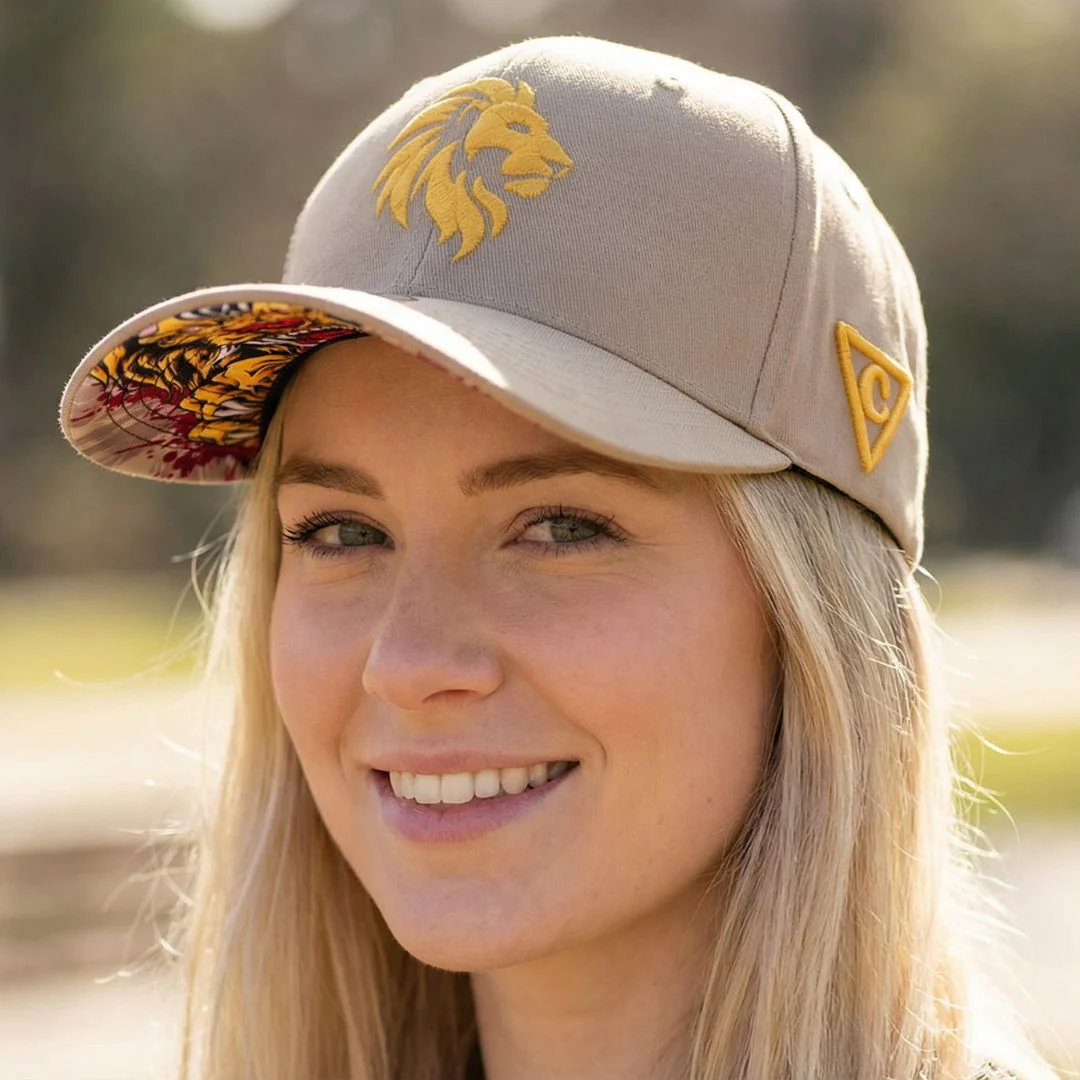 Lion Curved Baseball Cap - Beige - Image 6