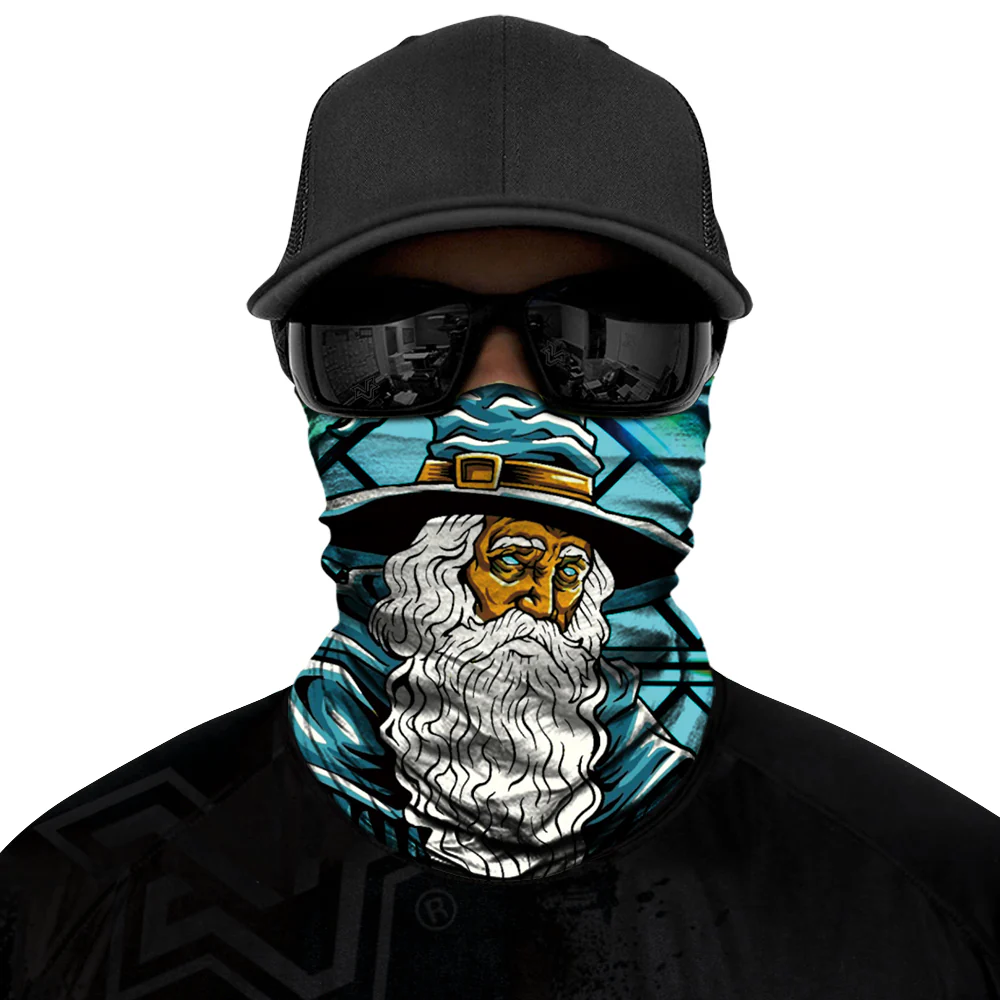Lost Wizard Biker Mask - White/Blue - Image 7
