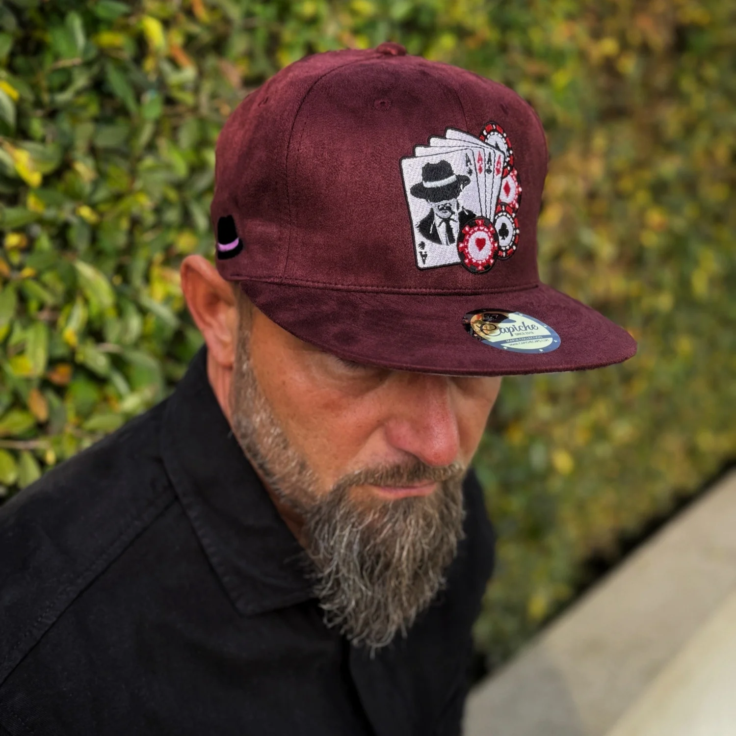 Mafia Poker Snapback No. 1 - Burgundy Suede - Image 3