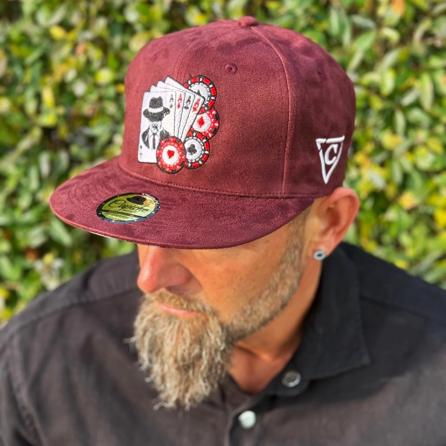 Mafia Poker Snapback No. 1 - Burgundy Suede - Image 7
