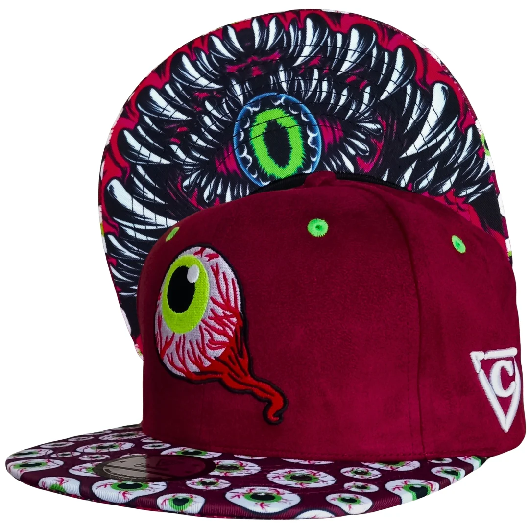LIMITED EDITION Monster Vision Snapback - Burgundy Suede with Eyes