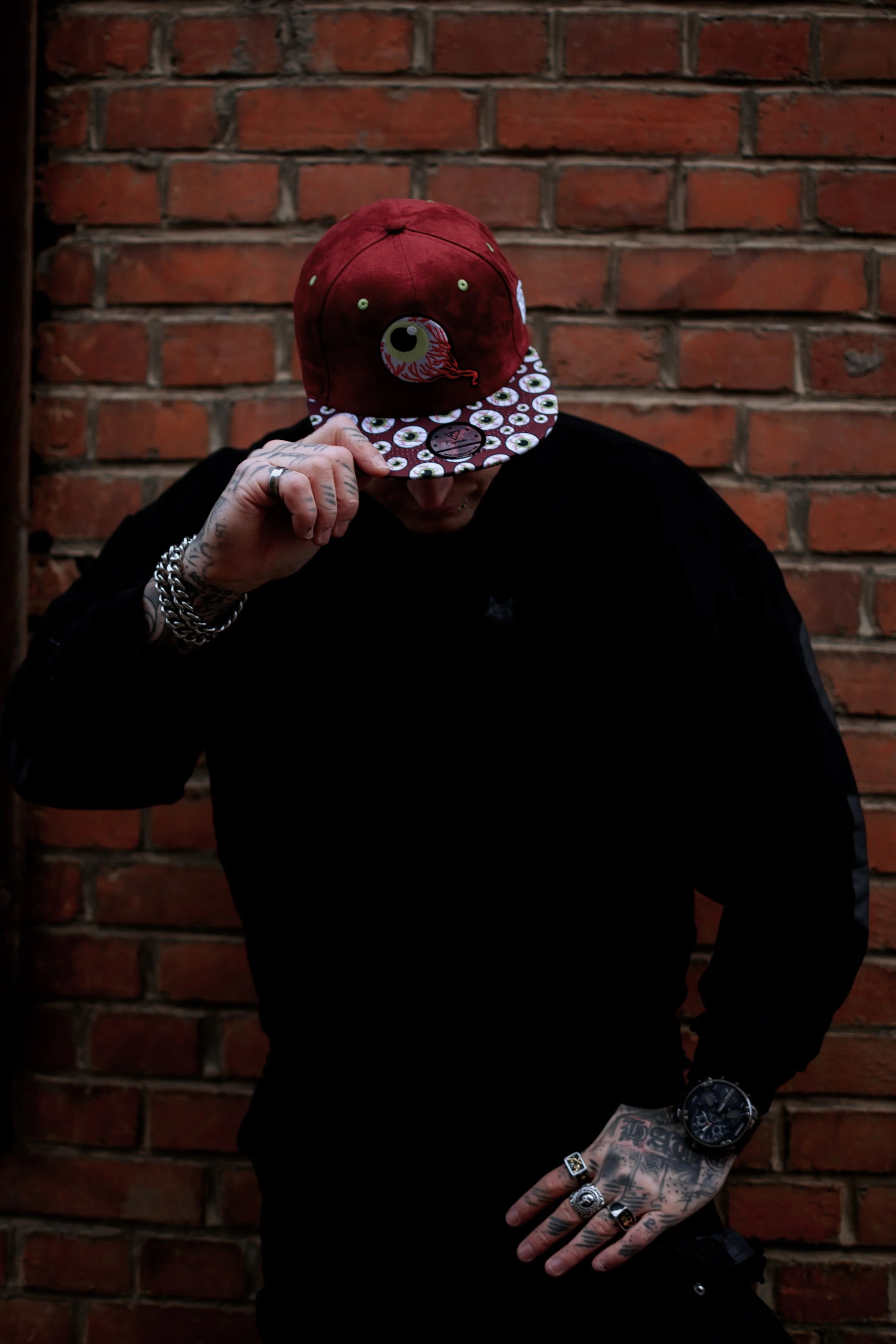 LIMITED EDITION Monster Vision Snapback - Burgundy Suede with Eyes - Image 15