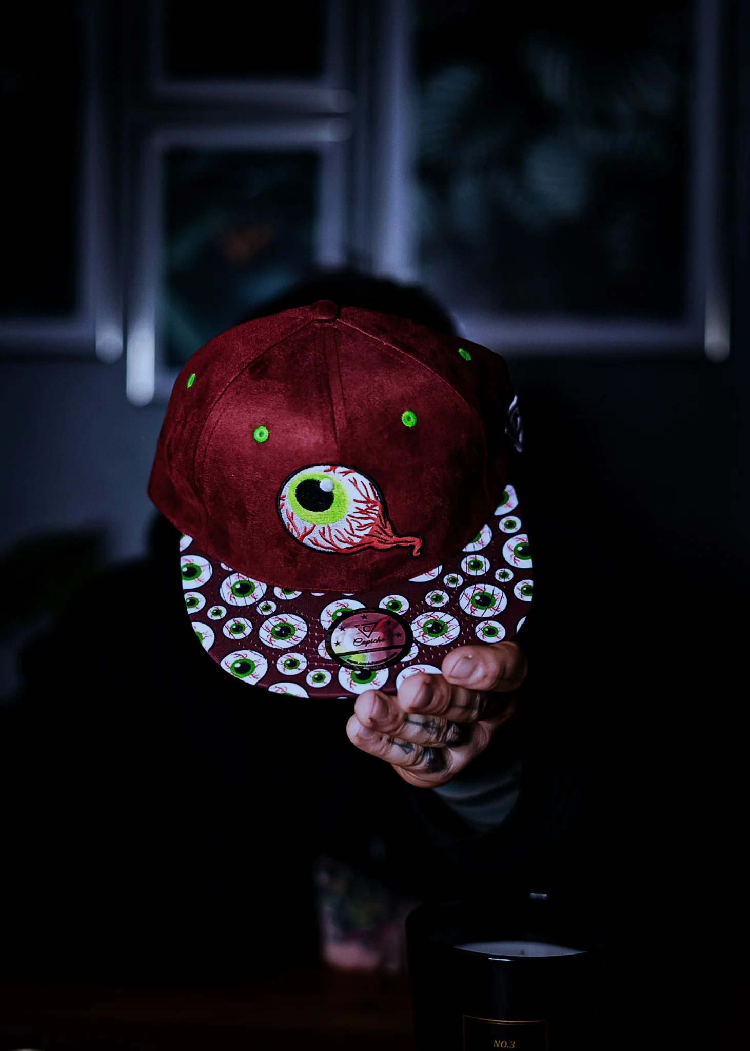 LIMITED EDITION Monster Vision Snapback - Burgundy Suede with Eyes - Image 2