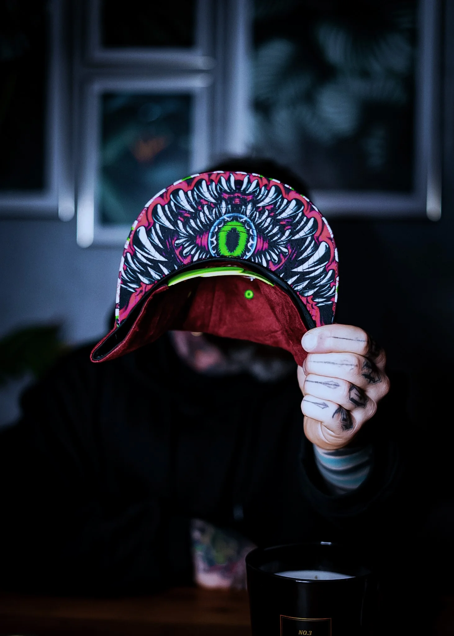 LIMITED EDITION Monster Vision Snapback - Burgundy Suede with Eyes - Image 5