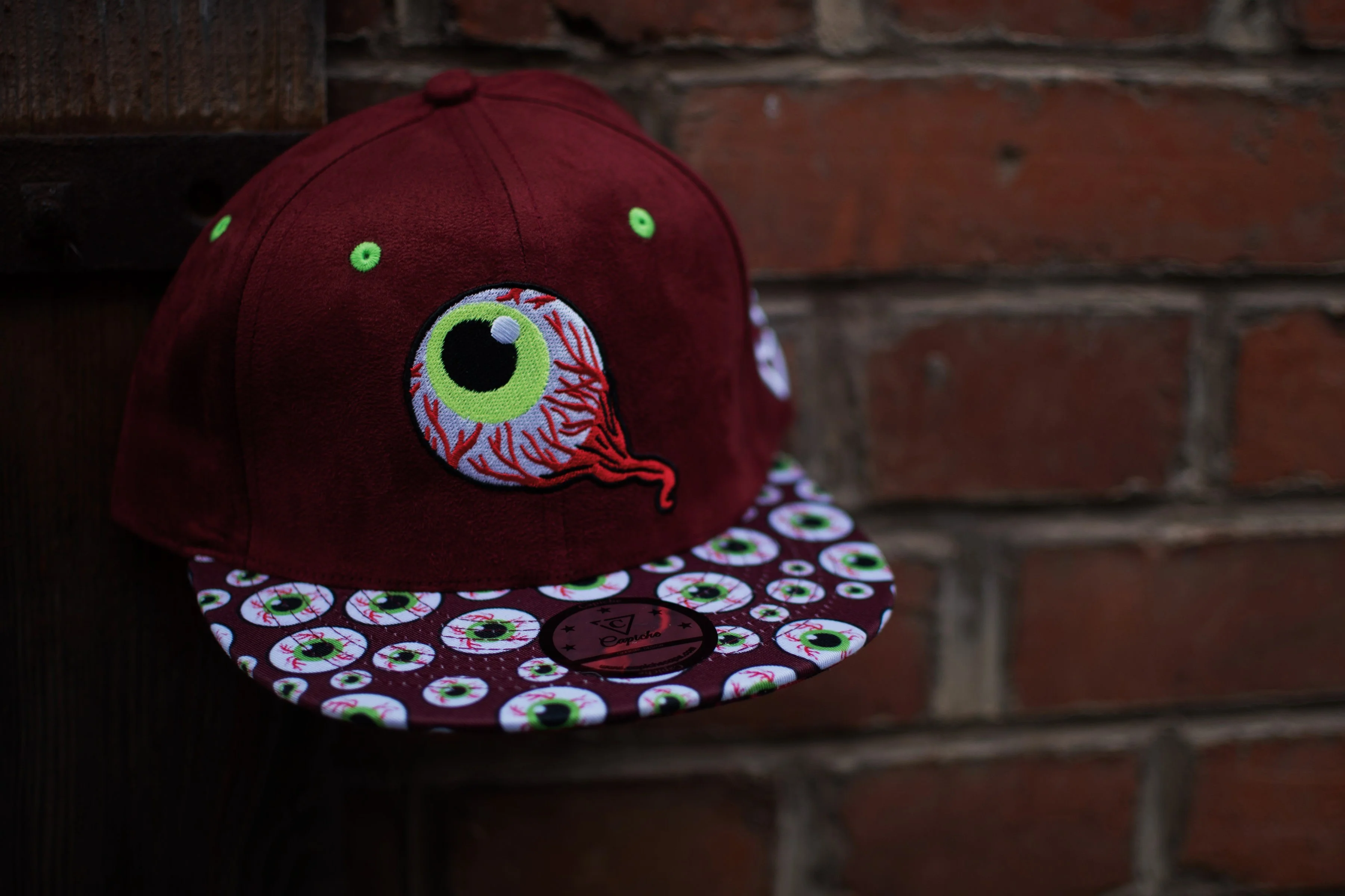 LIMITED EDITION Monster Vision Snapback - Burgundy Suede with Eyes - Image 9