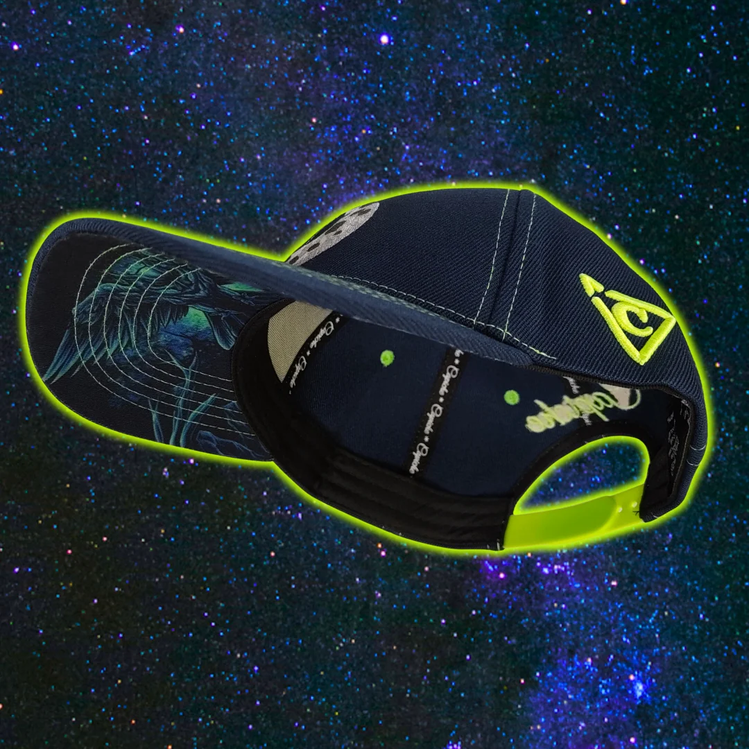 Night Owl Curved Cap - Night Blue/Neon Green Stitching - Image 10