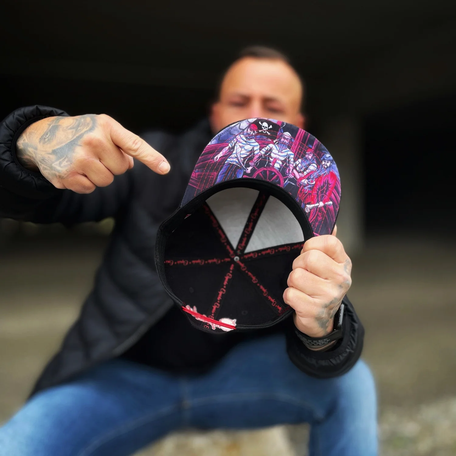 Pirates Snapback - Black & Red Stitches - Image 5