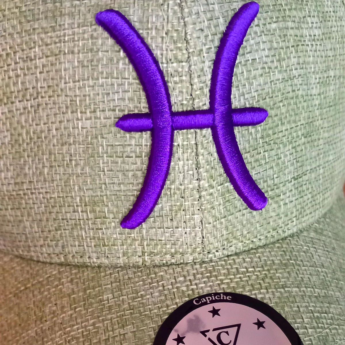 Pisces Curved Cap - Pale Green Thick Cotton - Image 7