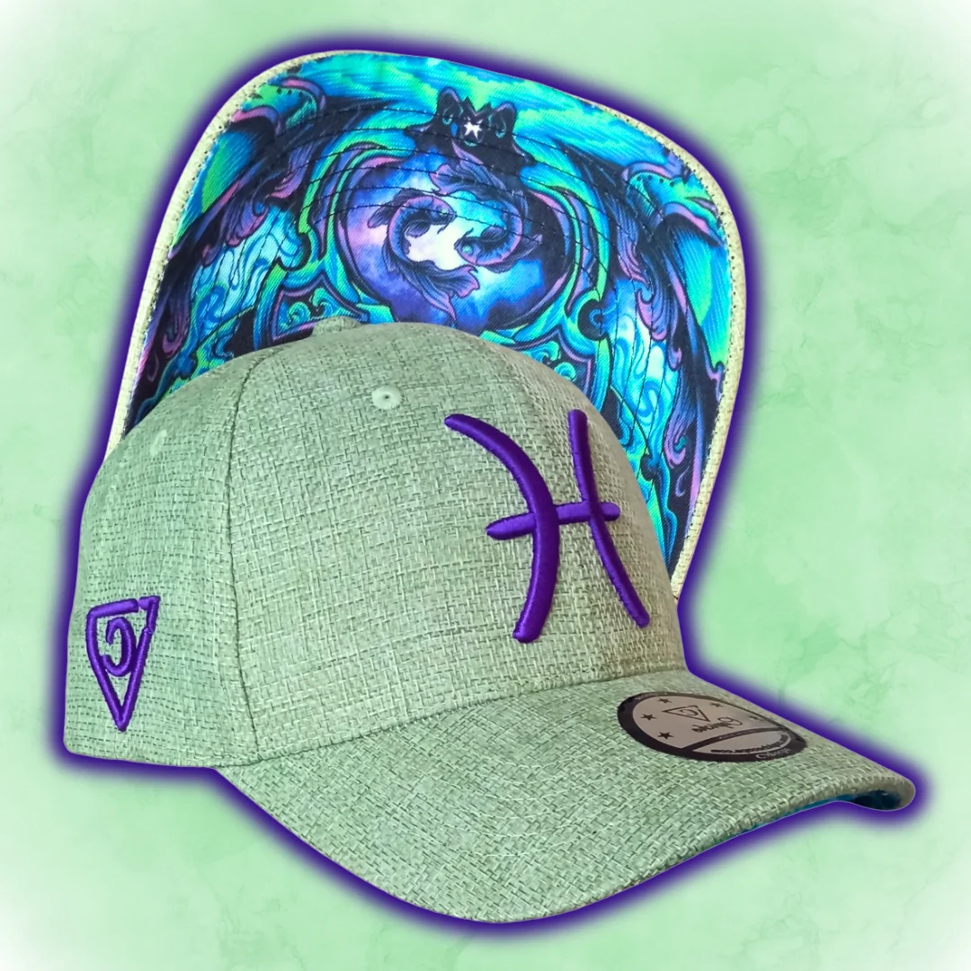 Pisces Curved Cap - Pale Green Thick Cotton - Image 9