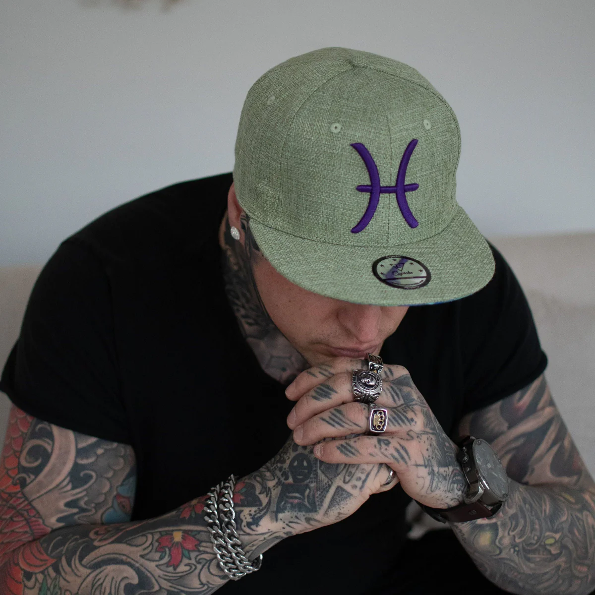 Pisces Snapback - Pale Green Thick Cotton - Image 10
