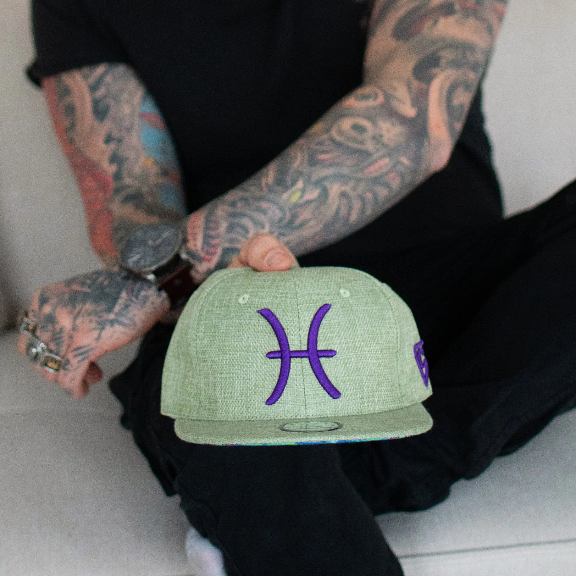 Pisces Snapback - Pale Green Thick Cotton - Image 5