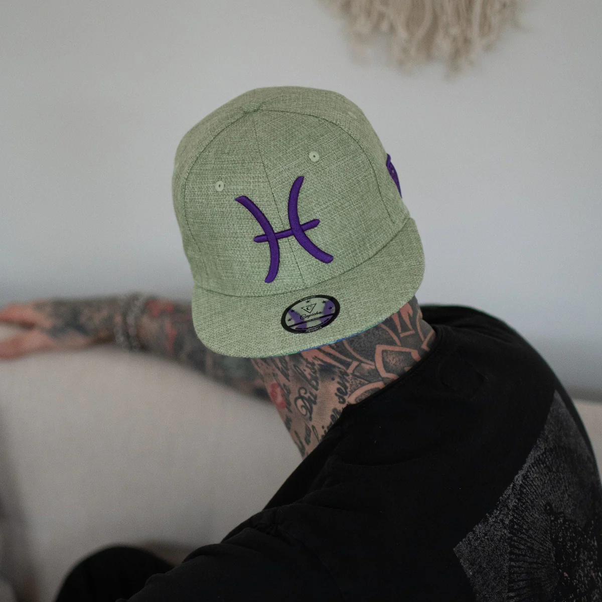 Pisces Snapback - Pale Green Thick Cotton - Image 8