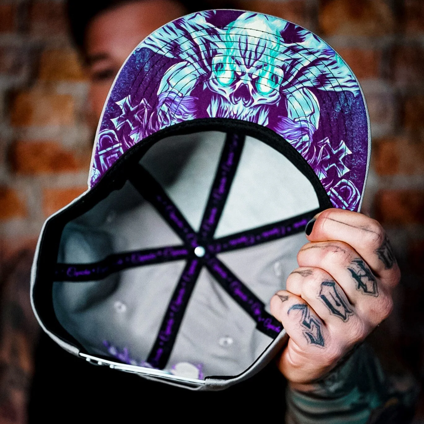 Purple Skull Snapback - Grey - Image 3