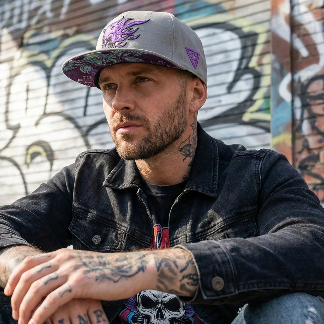 Purple Skull Snapback - Grey - Image 4