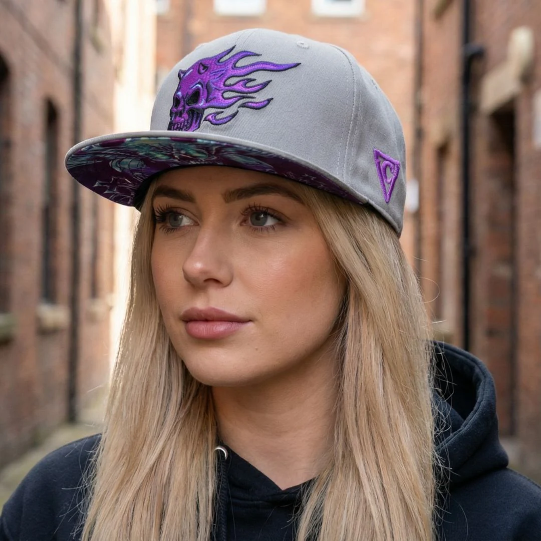 Purple Skull Snapback - Grey - Image 9