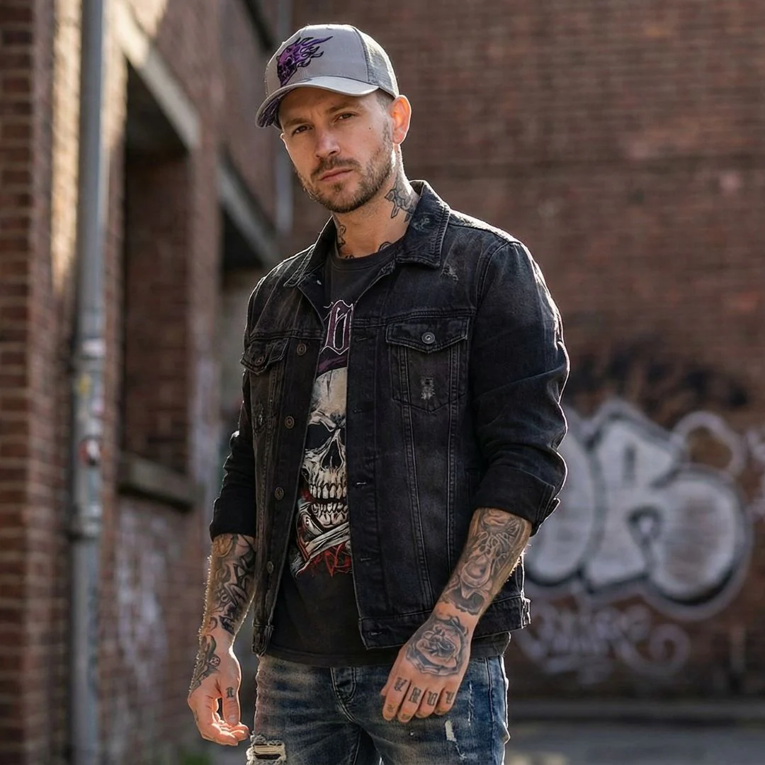 Purple Skull Trucker Cap - Grey - Image 3