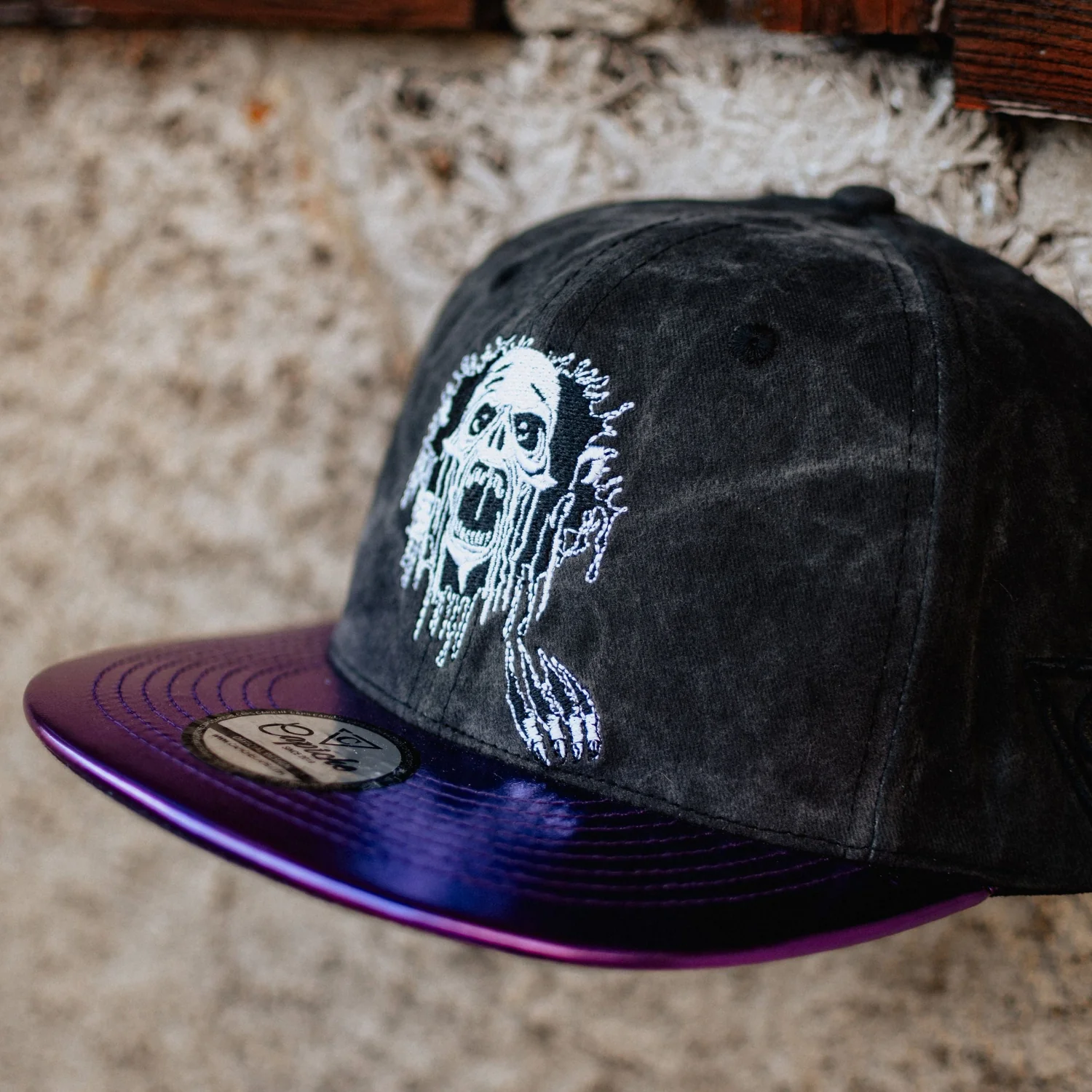 Realm of the Dead Snapback - Grey Washed/Purple Crackling Metallic - Image 5