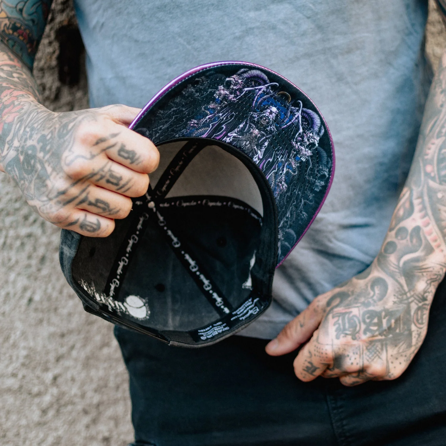 Realm of the Dead Snapback - Grey Washed/Purple Crackling Metallic - Image 7