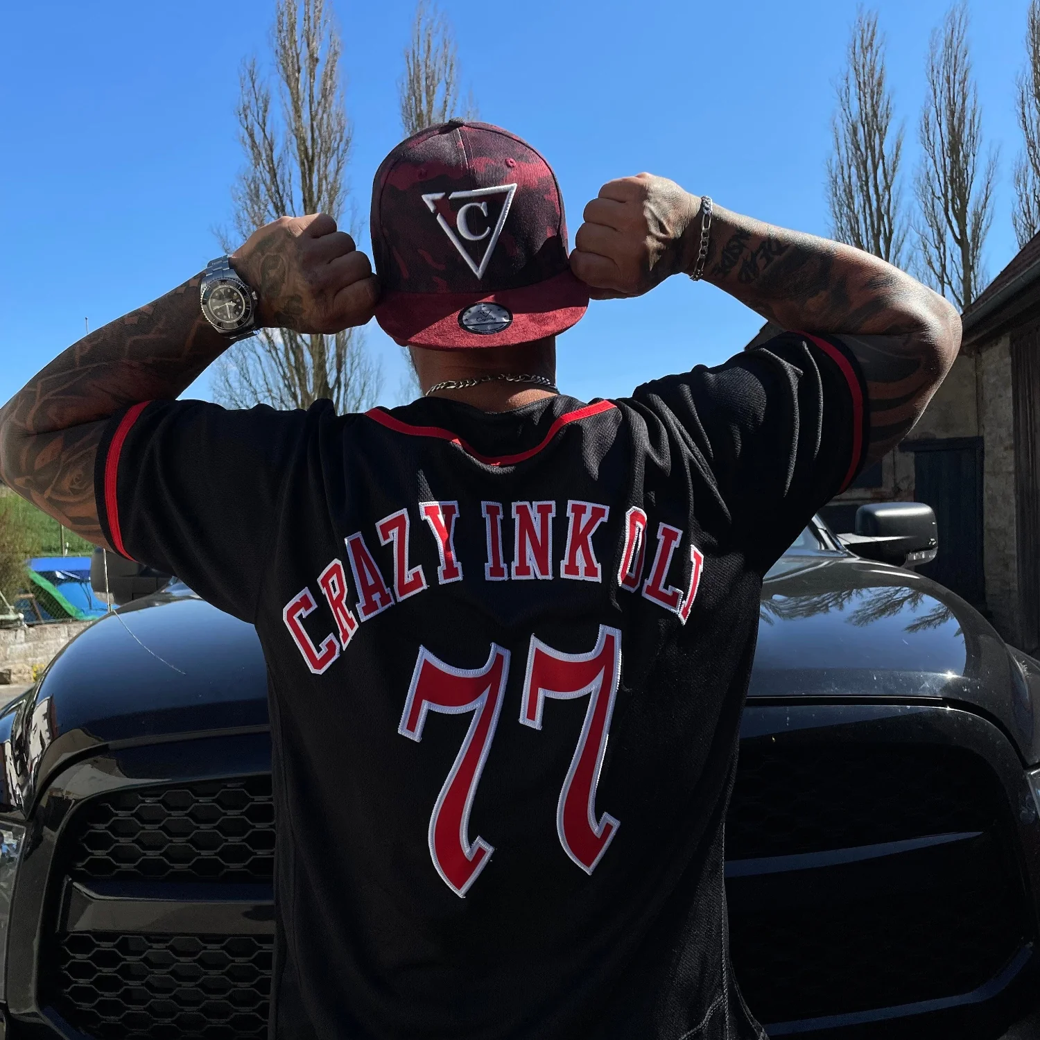 Red Camo Snapback - Suede Brim - Image 6