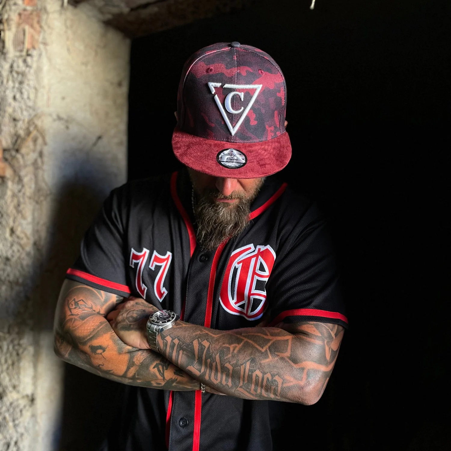 Red Camo Snapback - Suede Brim - Image 8