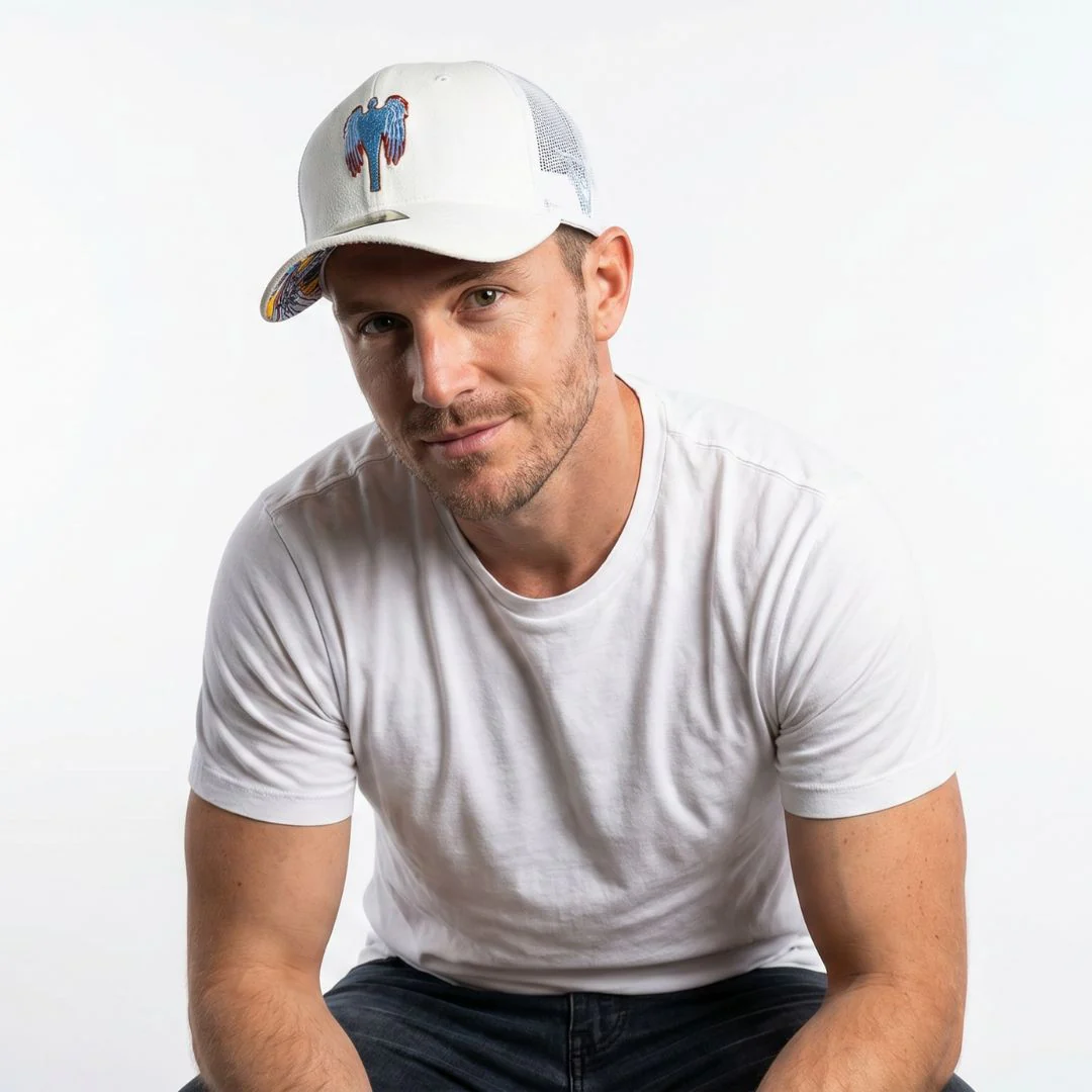 Robot Angel Trucker Cap - White Suede - Image 5