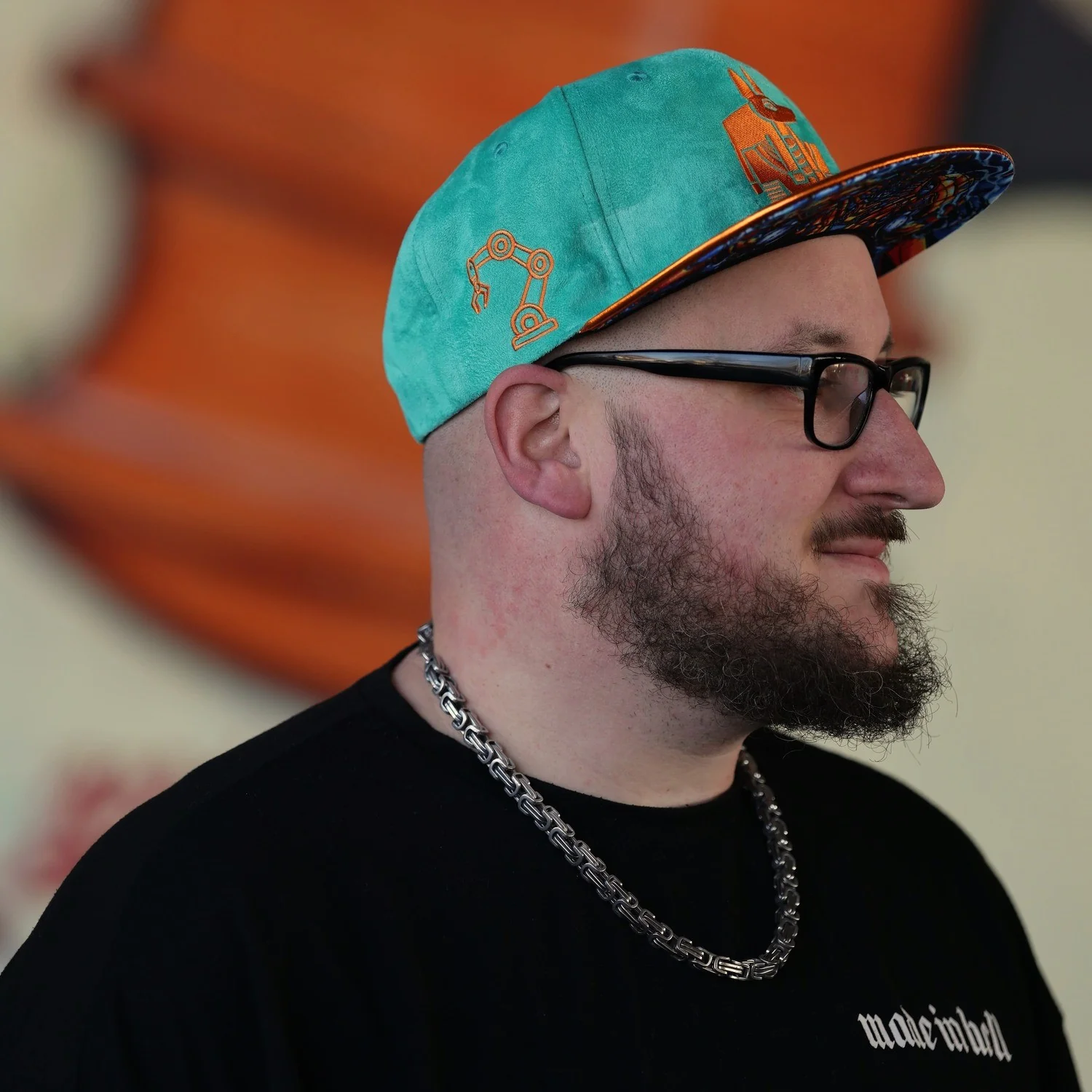 Robot Anubis Snapback - Mintgreen Suede/Orange Crackling Metallic - Image 13