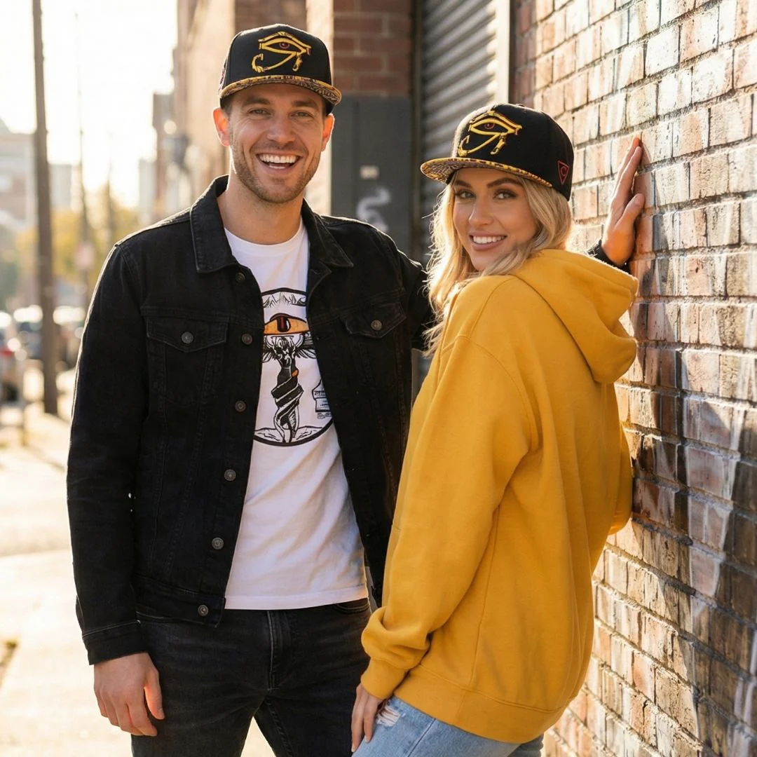 Robot Horus Snapback - Black/Yellow Egyptian Pattern - Image 6