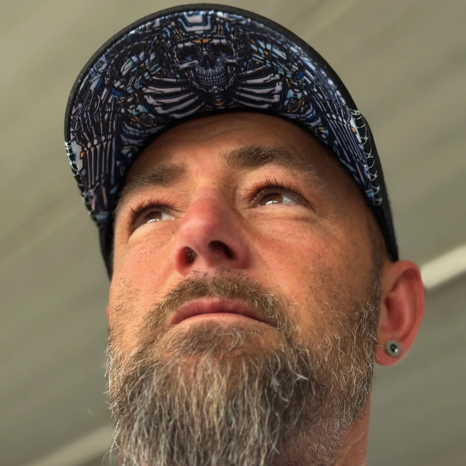 Robot Skull Trucker Cap - Black/Wired Grey - Image 5
