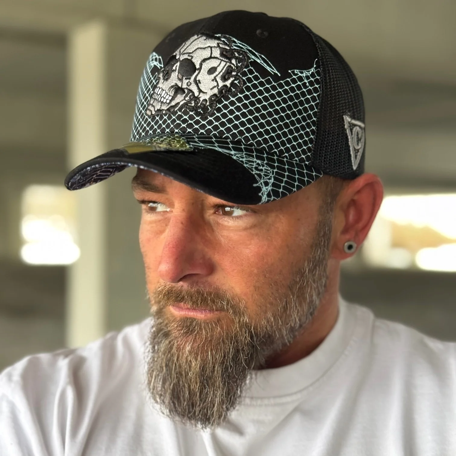 Robot Skull Trucker Cap - Black/Wired Grey - Image 9