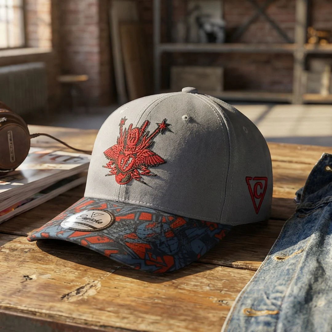 Rock On Curved Cap - Grey/Red - Image 4
