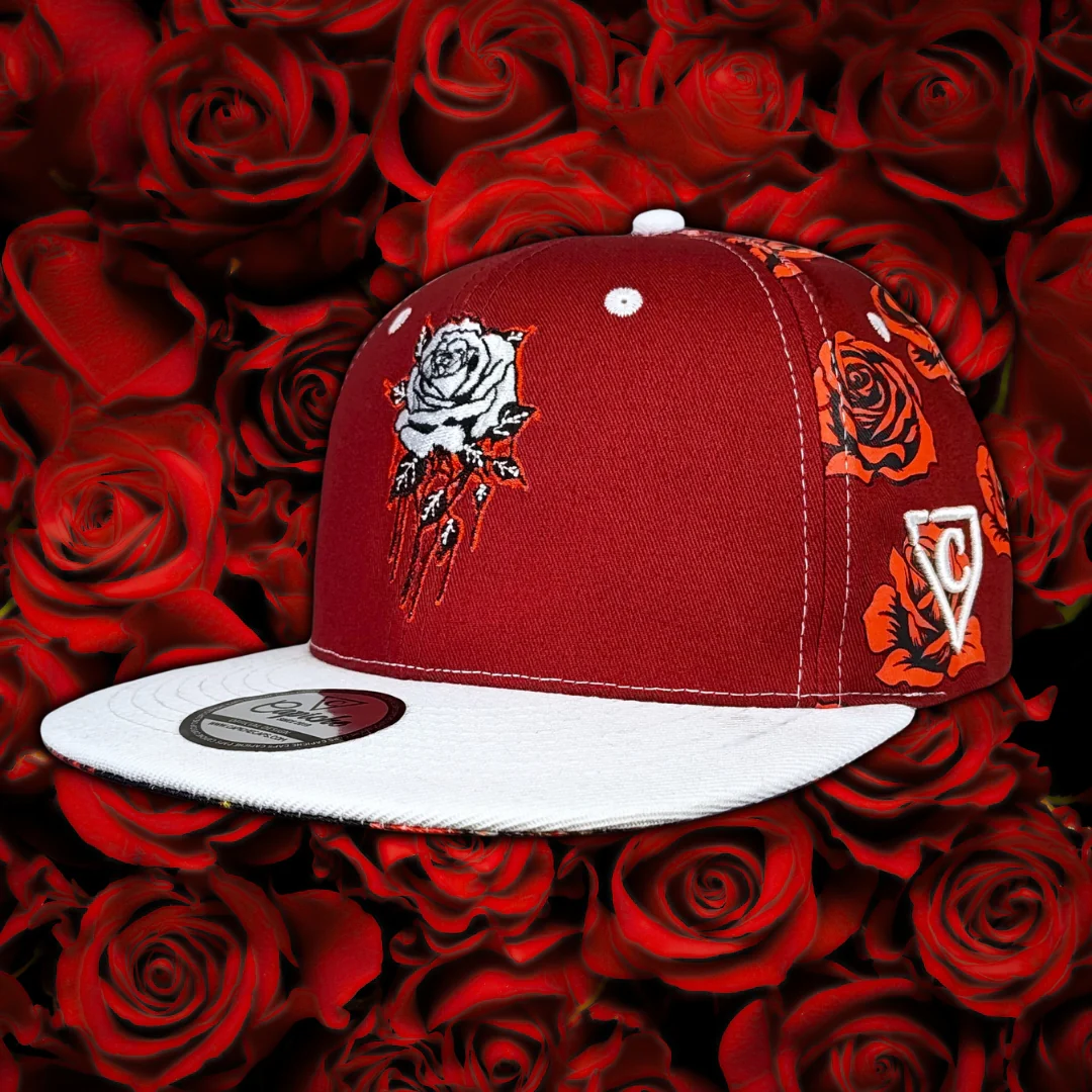 Roses Snapback - Red Rose Print/White - Image 11