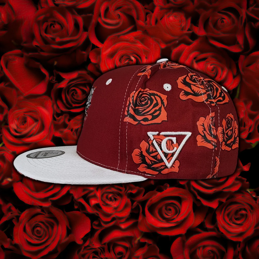 Roses Snapback - Red Rose Print/White - Image 13
