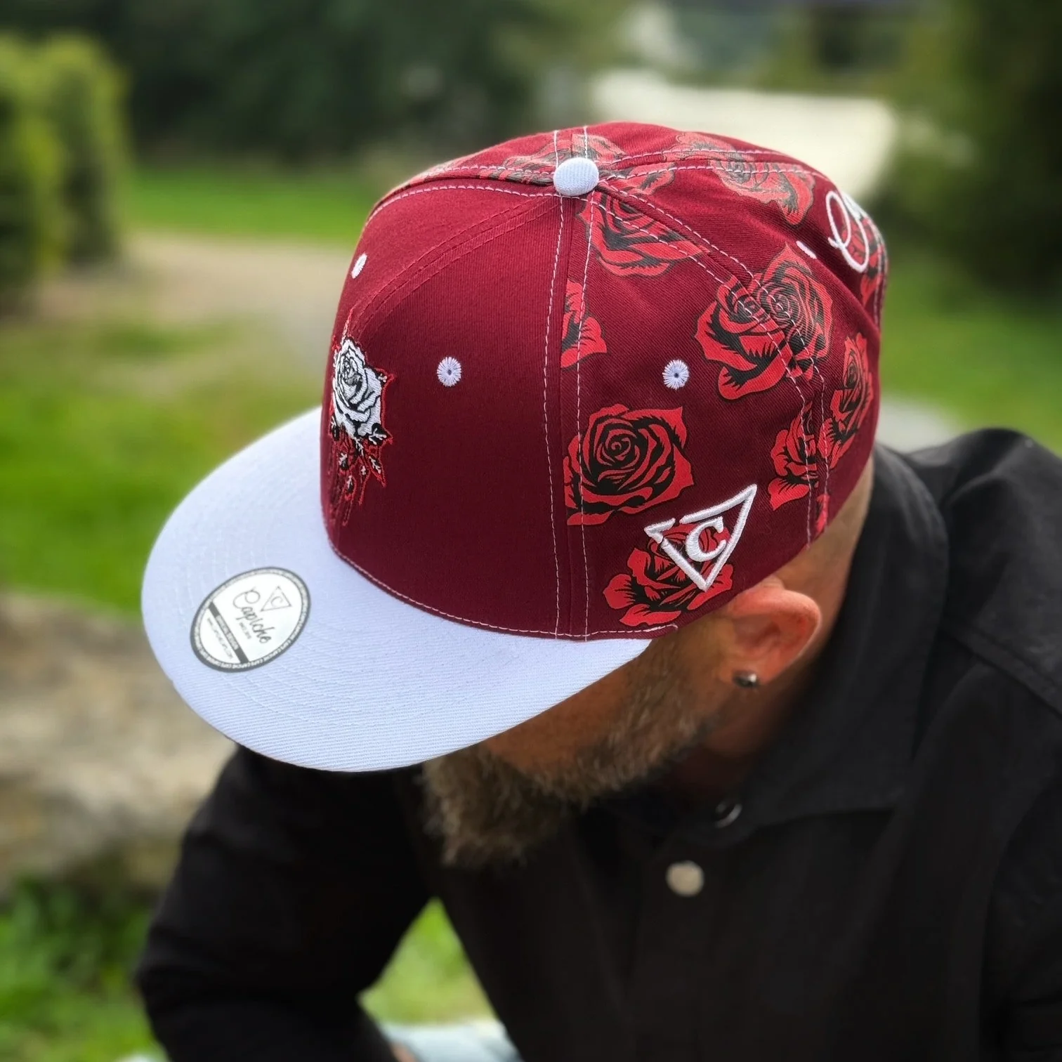 Roses Snapback - Red Rose Print/White - Image 3