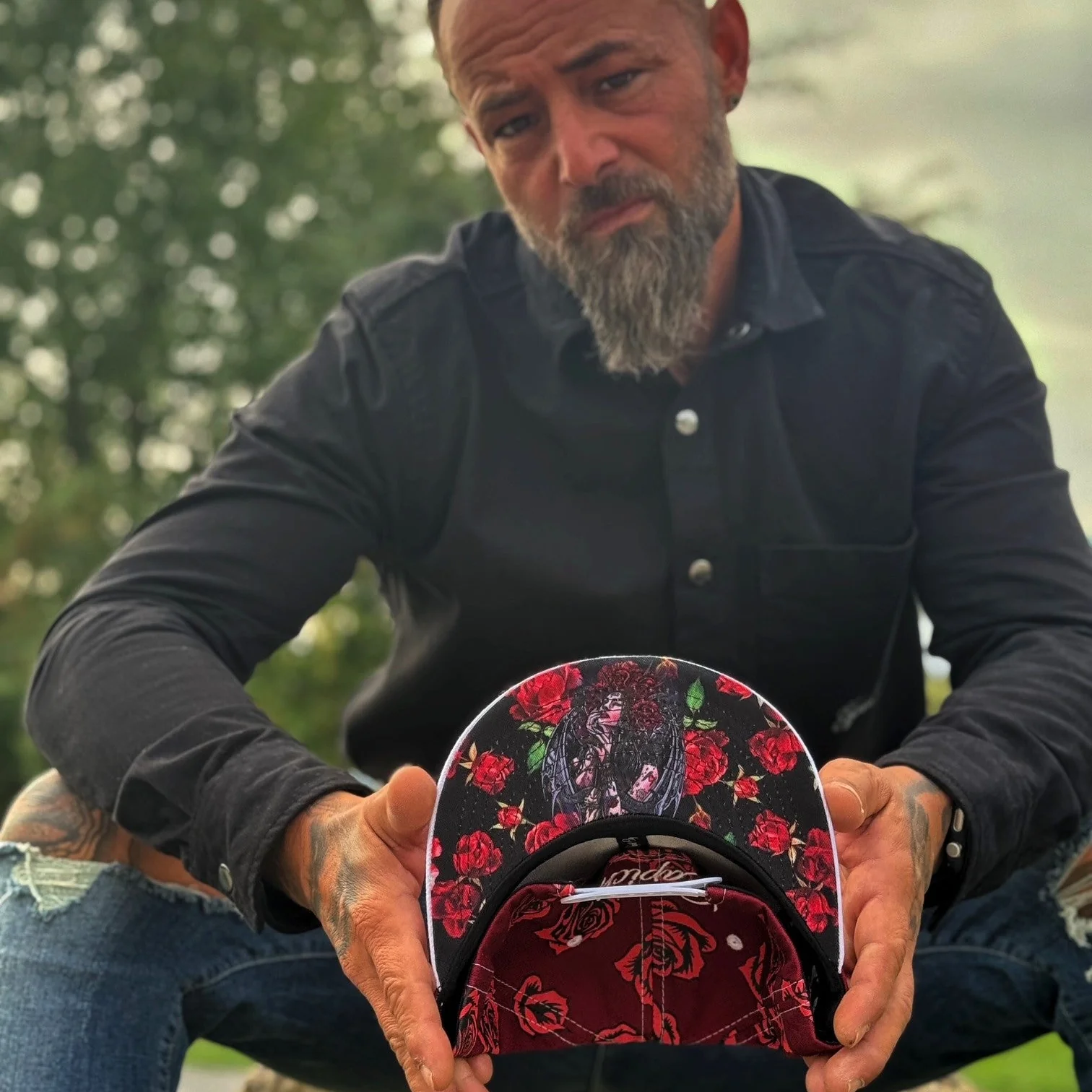 Roses Snapback - Red Rose Print/White - Image 4