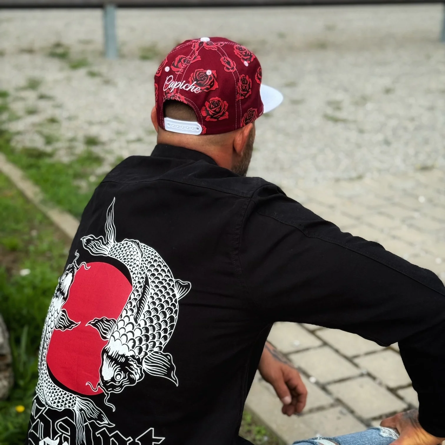 Roses Snapback - Red Rose Print/White - Image 9