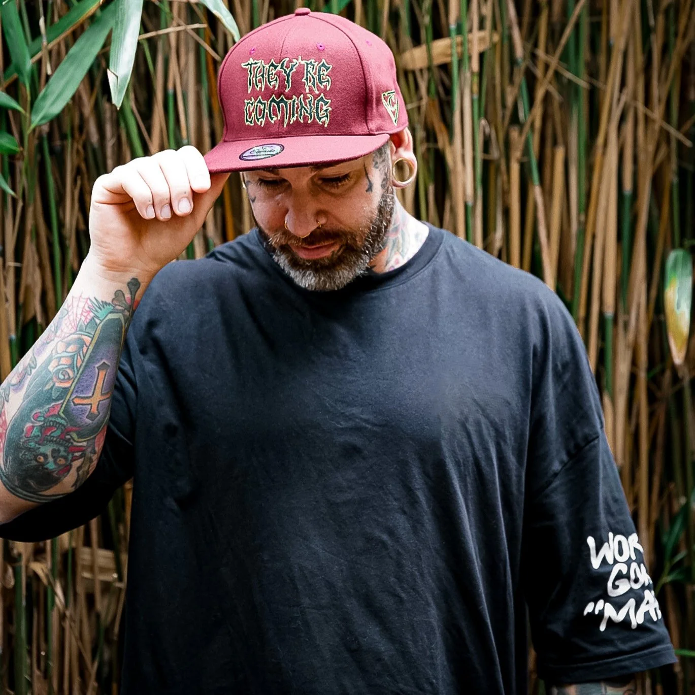 They're Coming Snapback - Rust Red Felt Fabric - Image 12