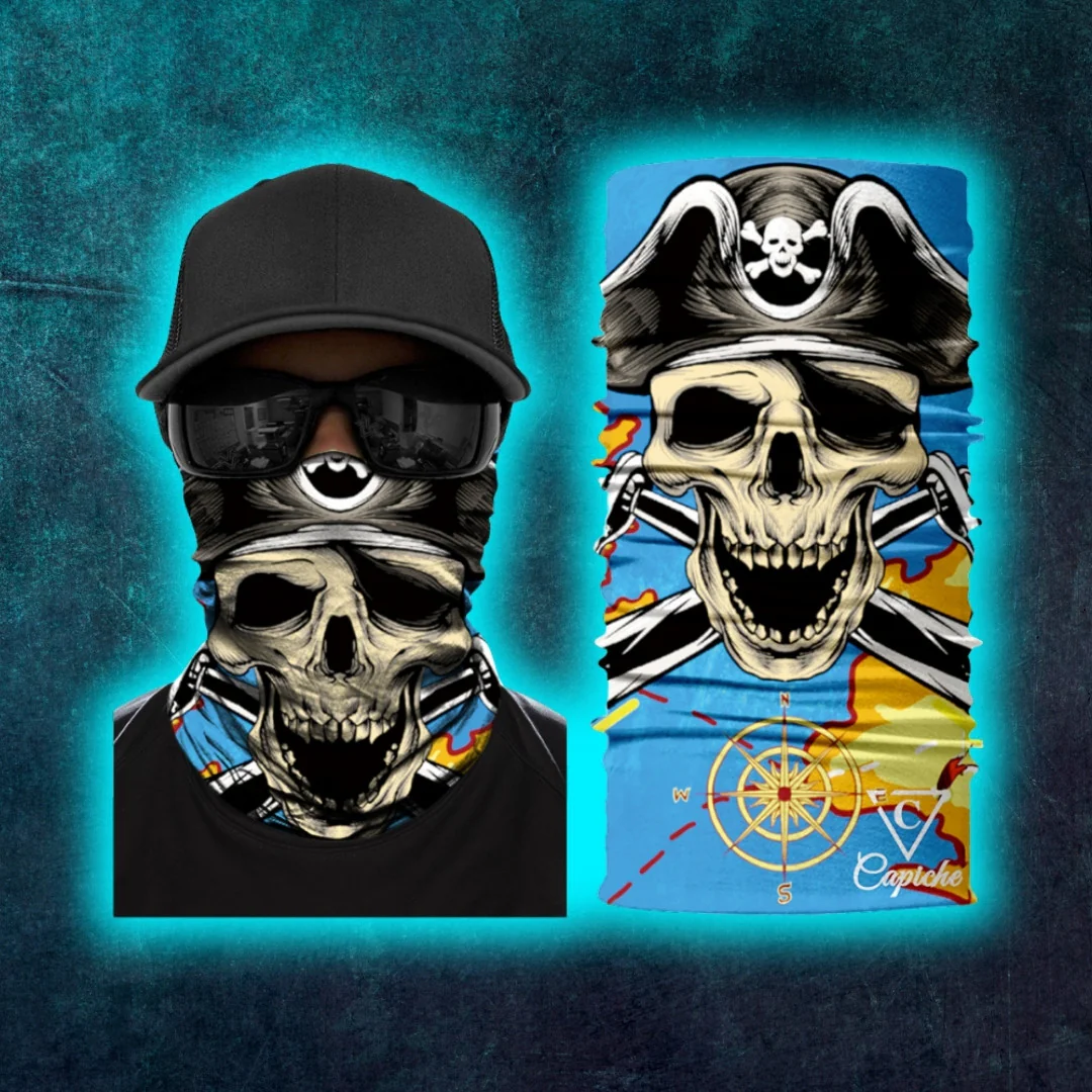 Treasure Map Biker Mask - Blue - Image 3