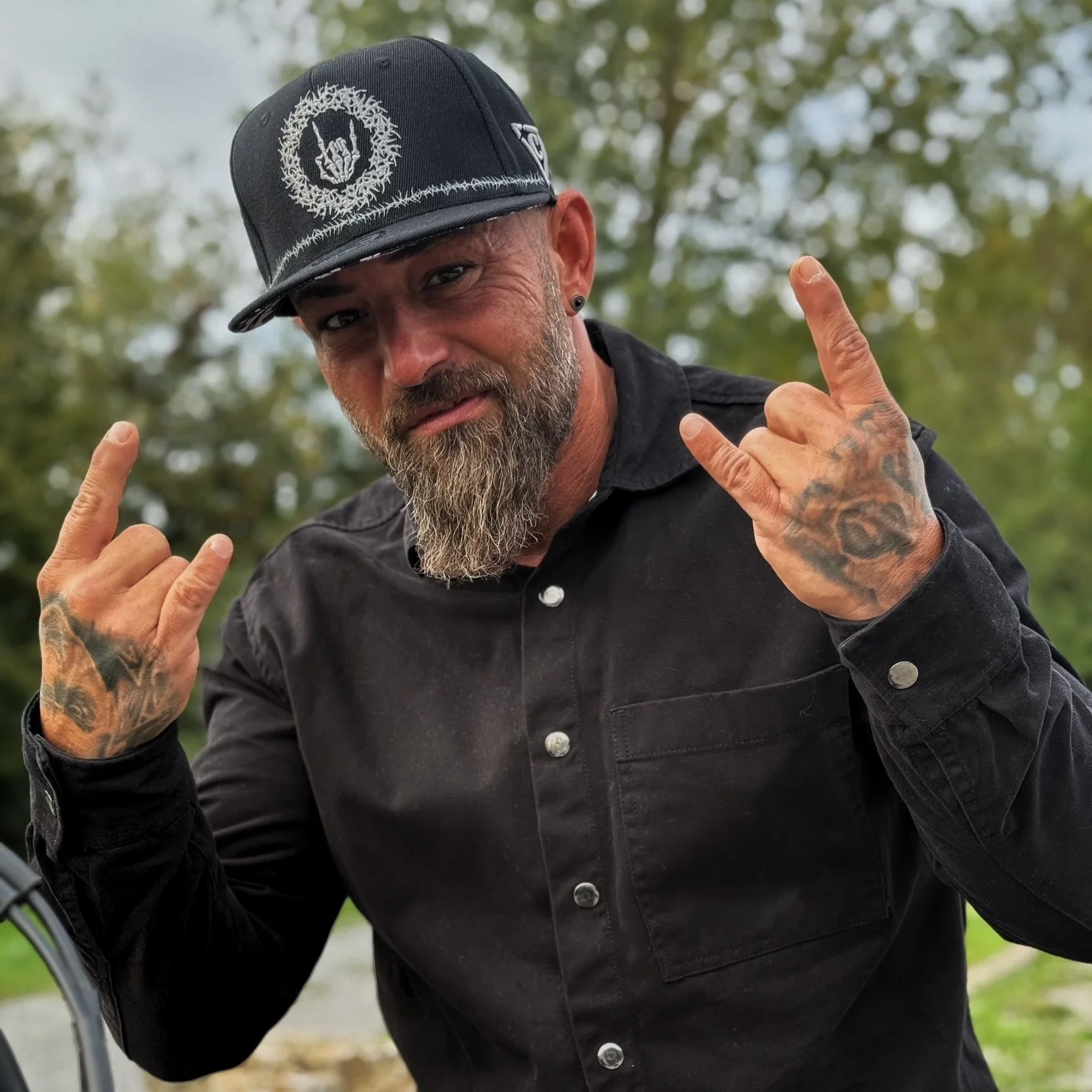 Tribal Skull Snapback - Black/Barbed Wire - Image 2