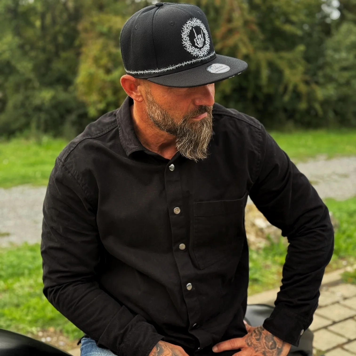 Tribal Skull Snapback - Black/Barbed Wire - Image 6
