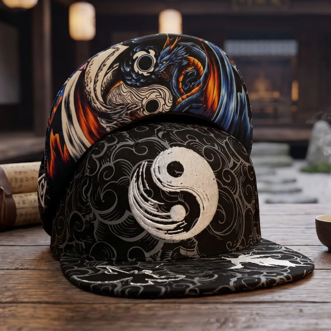 Yin Yang Snapback - Black/White Pattern - Image 3