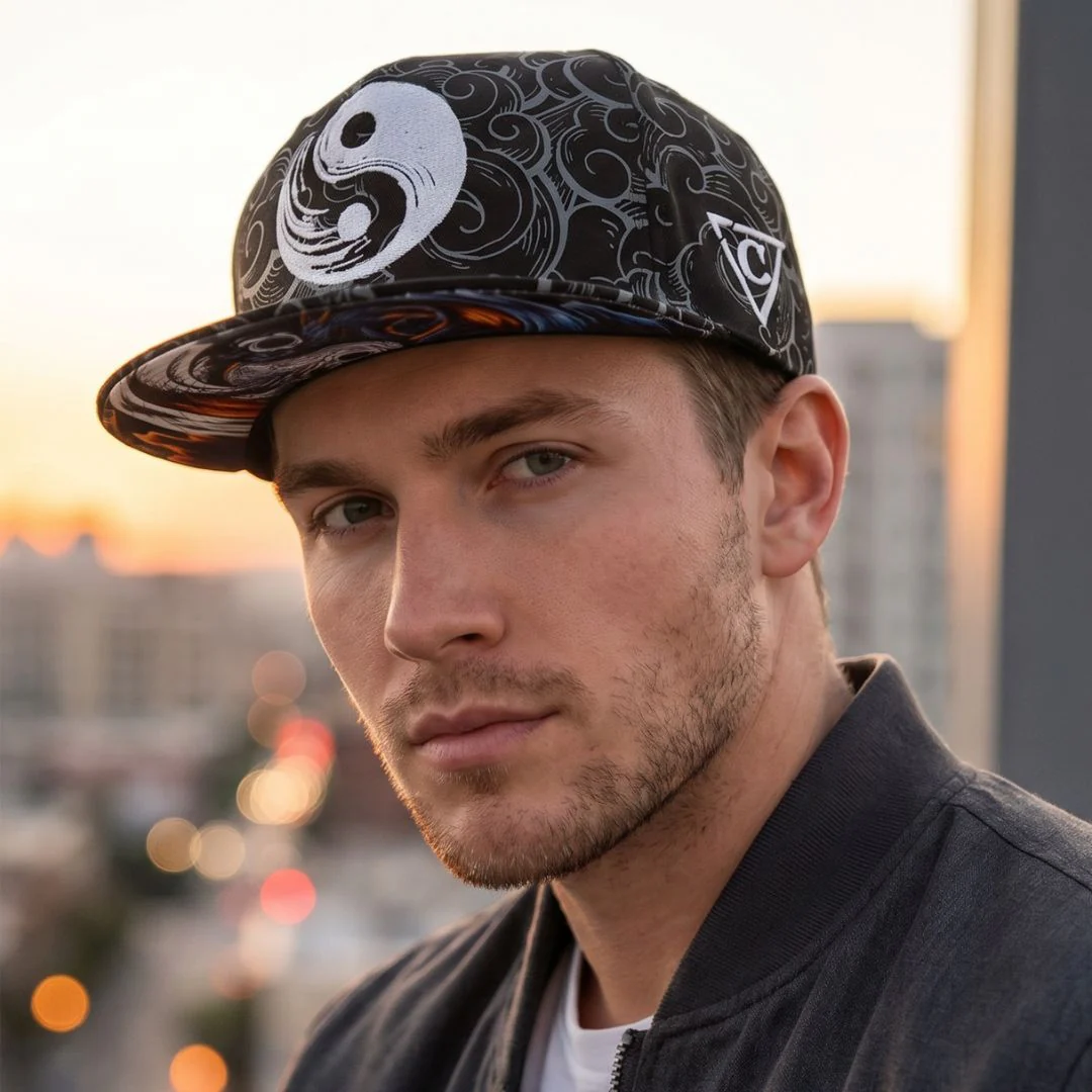 Yin Yang Snapback - Black/White Pattern - Image 4