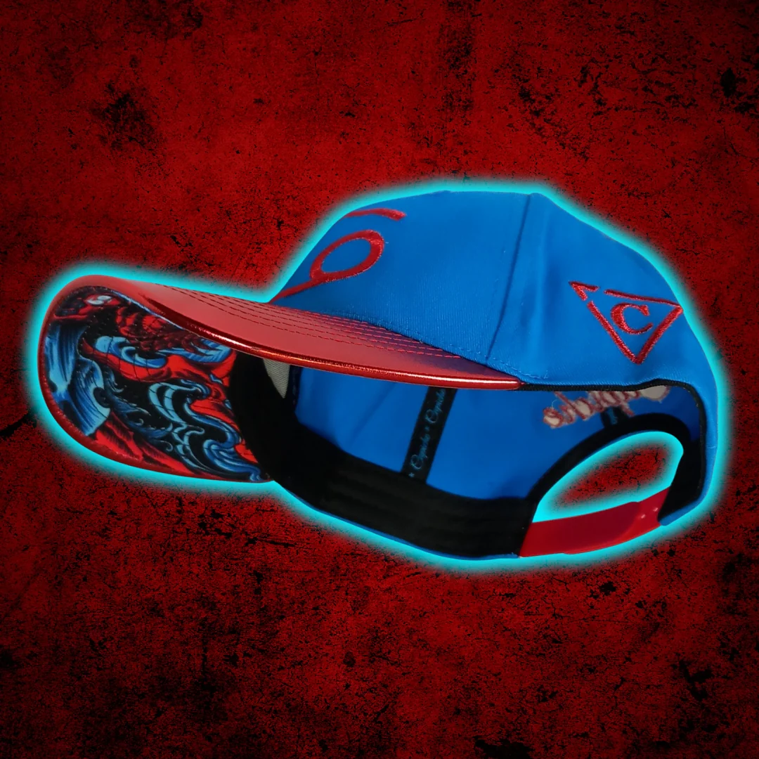 Zodiac Cancer Curved Cap - Blue/Red Crackling Metallic - Image 4