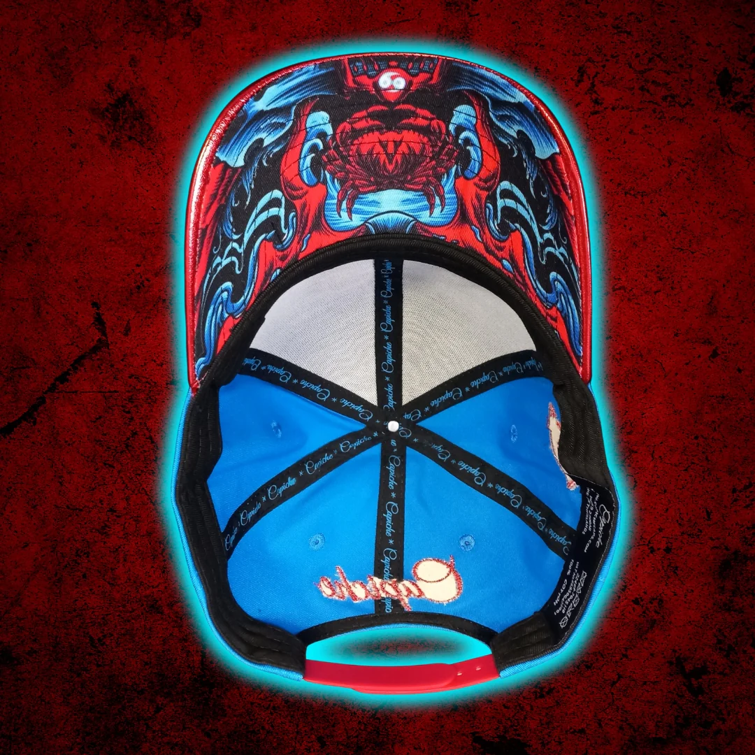 Zodiac Cancer Curved Cap - Blue/Red Crackling Metallic - Image 5