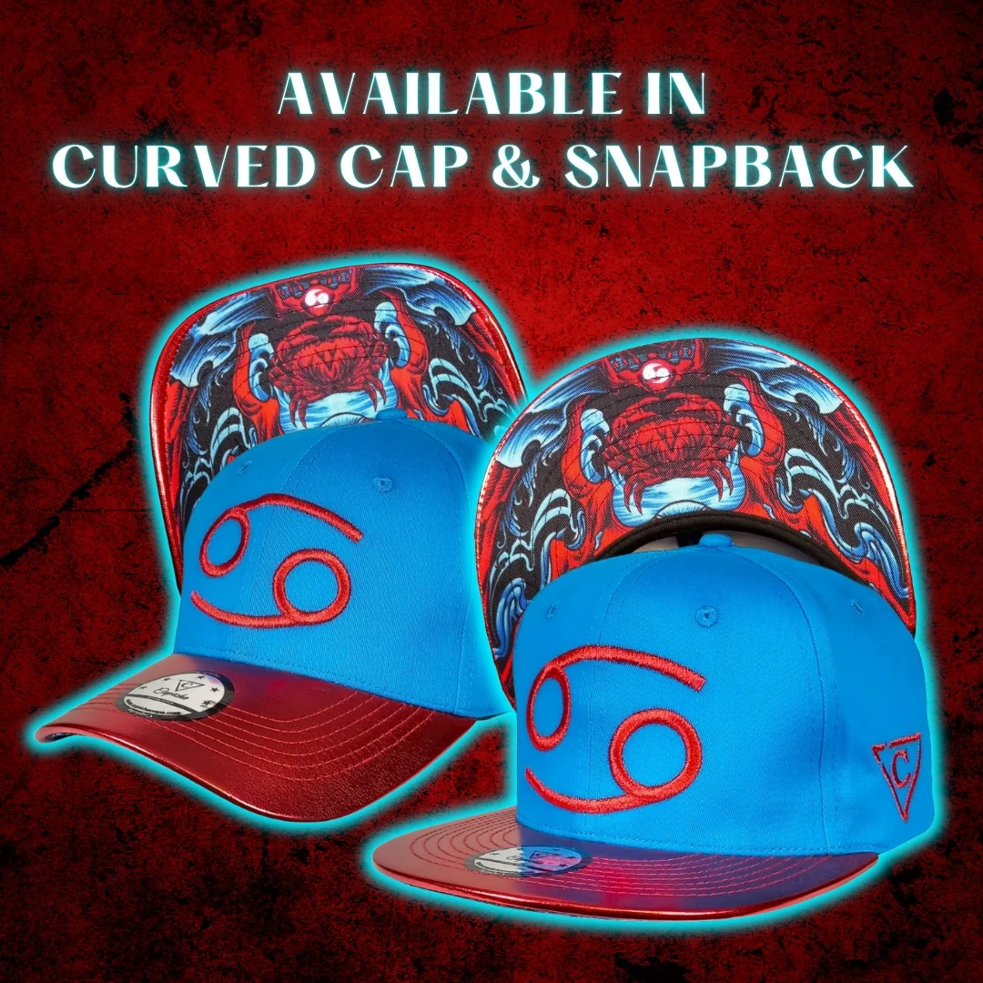 Zodiac Cancer Curved Cap - Blue/Red Crackling Metallic - Image 9
