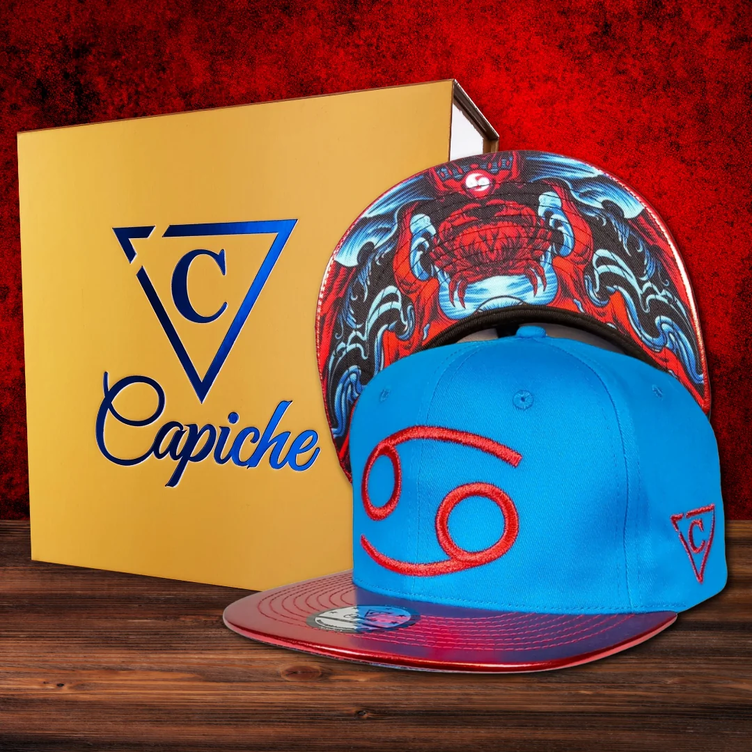 Zodiac Cancer Snapback - Blue/Red Crackling Metallic - Image 3