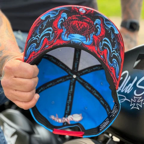 Zodiac Cancer Snapback - Blue/Red Crackling Metallic - Image 8