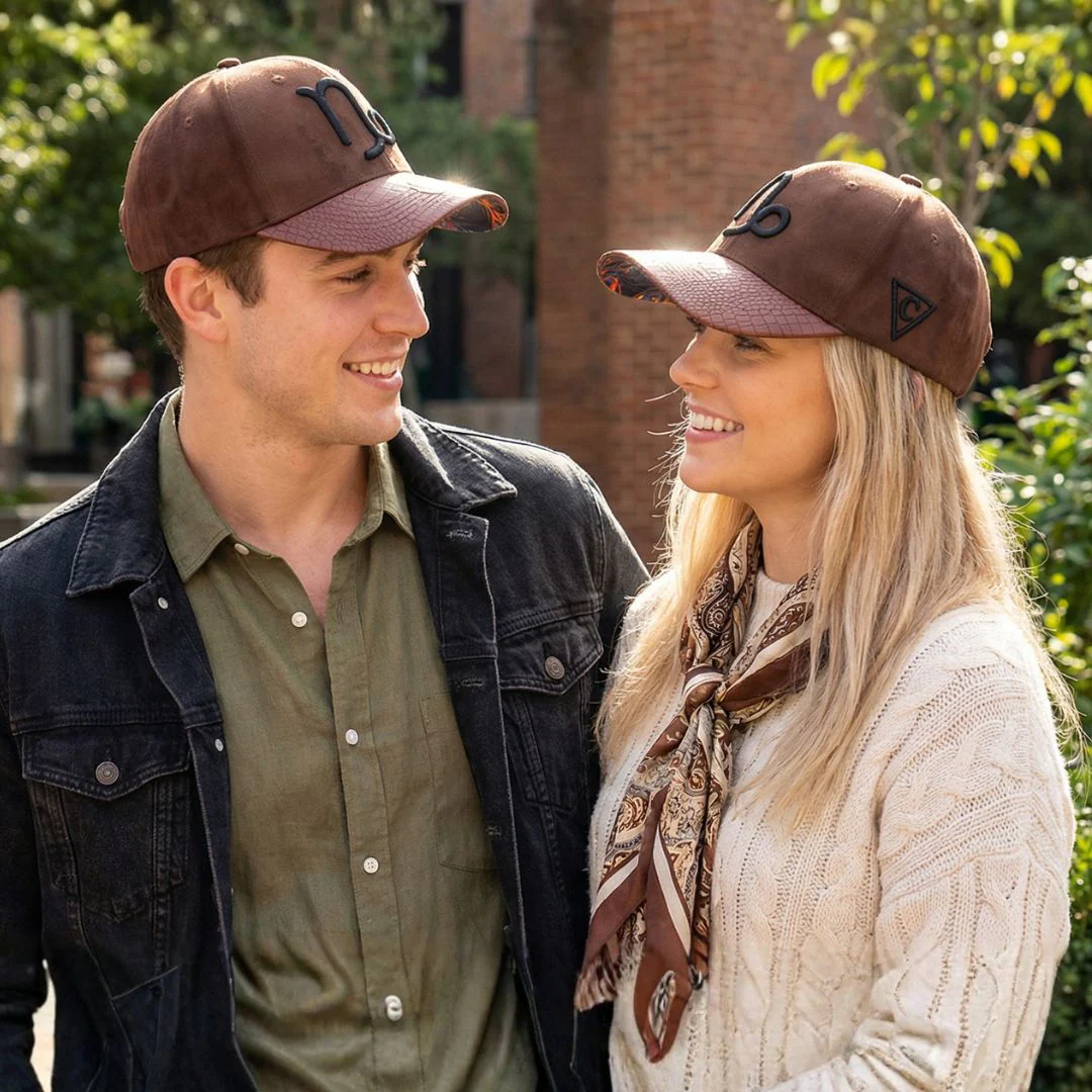 Zodiac Capricorn Curved Cap - Brown Suede & Artificial Leather - Image 3