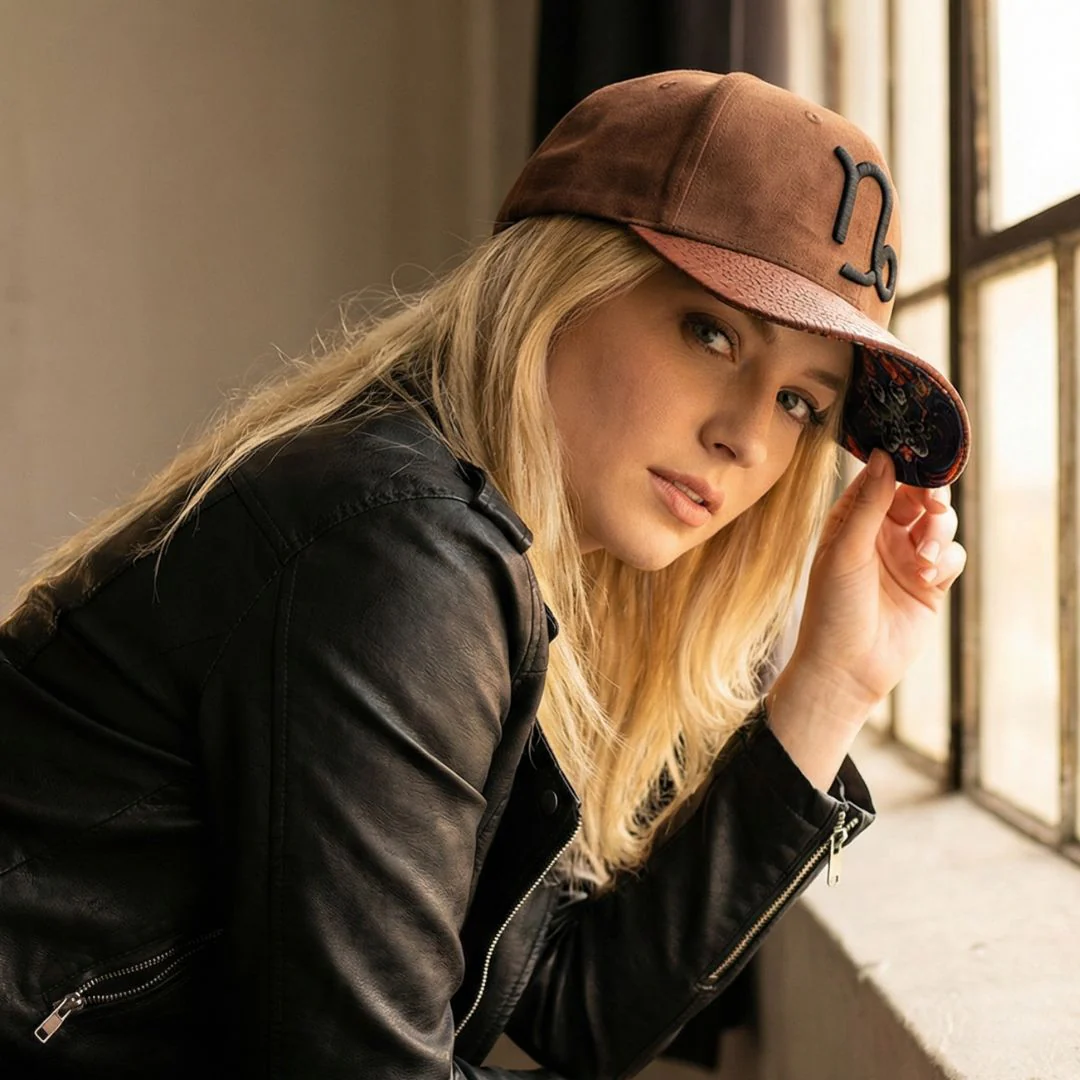 Zodiac Capricorn Curved Cap - Brown Suede & Artificial Leather - Image 6