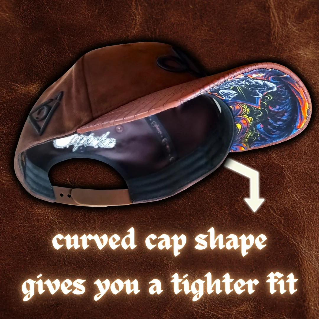 Zodiac Capricorn Curved Cap - Brown Suede & Artificial Leather - Image 9